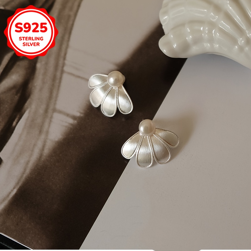S925 Pull Flower Bead Earrings Unique Style Studs for Women